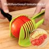 1pc Tomato Slicer Holder; Lemon Cutter; Round Fruits Vegetable Cutting Tools; Handheld Multi Purpose Tongs; Kitchen Gadget - Green