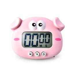 Kitchen Timer; Cute Cartoon Pig Electronic Countdown Timer; LCD Digital Cooking Timer Cooking Baking Assistant Reminder Tool - Pink