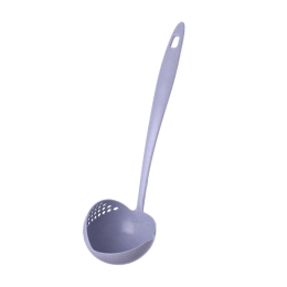 1pc 2 In 1 Filter Spoon Soup Spoon Leak Spoon Long Handle Plastic Large Spoon Hot Pot Spoon Eco-Friendly Kitchen Utensil - Blue