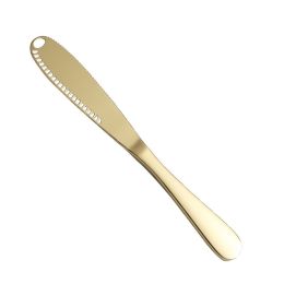 1pc; Stainless Steel Butter Knife; Cheese Cheese Knife; Butter Knife; Bread Jam Knife; For Baking Cream - Golden