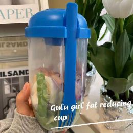 1pc Salad Cup; Household Salad Cup; Portable Salad Cup; Lunch Cup - Blue