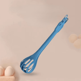 1pc; Multifunctional 3-in-1 Egg Whisk Food Holder Noodle Holder Baking Tool Egg Stirrer Manual Whisk 1 Pack 11.02''Ã—2.76'' - Blue