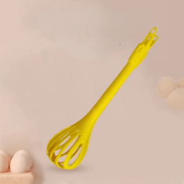 1pc; Multifunctional 3-in-1 Egg Whisk Food Holder Noodle Holder Baking Tool Egg Stirrer Manual Whisk 1 Pack 11.02''Ã—2.76'' - Yellow