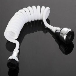 Long Spiral Faucet Extension Extender Hose Portable Pull-Able Foaming Shower Faucet Kitchen Sink Accessories Home Kitchen - white