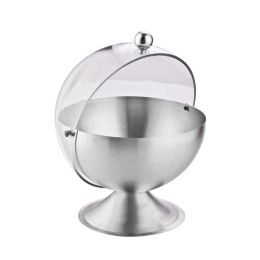 Sugar Bowl with Roll Top Stainless Steel Safe Food Grade Material Kitchen Buffet Cafe Restaurant Container Shiny Chrome Finished - silver