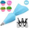 8/10/18PCS Silicone Pastry Bag Tips Kitchen Cake Icing Piping Cream Cake Decorating Tools Reusable Pastry Bags Nozzle Set - Blue