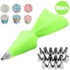 8/10/18PCS Silicone Pastry Bag Tips Kitchen Cake Icing Piping Cream Cake Decorating Tools Reusable Pastry Bags Nozzle Set - green 2