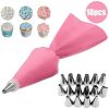 8/10/18PCS Silicone Pastry Bag Tips Kitchen Cake Icing Piping Cream Cake Decorating Tools Reusable Pastry Bags Nozzle Set - pink 2