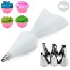 8/10/18PCS Silicone Pastry Bag Tips Kitchen Cake Icing Piping Cream Cake Decorating Tools Reusable Pastry Bags Nozzle Set - White