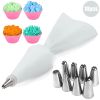 8/10/18PCS Silicone Pastry Bag Tips Kitchen Cake Icing Piping Cream Cake Decorating Tools Reusable Pastry Bags Nozzle Set - white 1