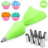 8/10/18PCS Silicone Pastry Bag Tips Kitchen Cake Icing Piping Cream Cake Decorating Tools Reusable Pastry Bags Nozzle Set - green 1