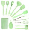 Cooking Baking 10 PCS Spatula Set High Heat Resistant Kitchen Utensil Set  - Green - Kitchen Tools 12 Pcs