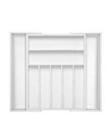Adjustable Expandable Kitchen Utensils Drawer Organizer  For Bamboo Flatware Organizer - White