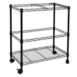 Oceanstar Portable 2-Tier Metal Rolling File Cart, Black - 2MRC1507