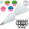 8/10/18PCS Silicone Pastry Bag Tips Kitchen Cake Icing Piping Cream Cake Decorating Tools Reusable Pastry Bags Nozzle Set - Pink