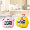 Kitchen Timer; Cute Cartoon Pig Electronic Countdown Timer; LCD Digital Cooking Timer Cooking Baking Assistant Reminder Tool - Yellow