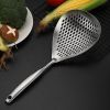 1pc 304 Stainless Steel Slotted Spoons For Cooking; Skimmer Slotted Spoon; Metal Filter Spoon With Holes; Kitchen Tool - Large Colander