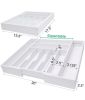 Adjustable Expandable Kitchen Utensils Drawer Organizer  For Bamboo Flatware Organizer - White