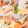 2pcs Kitchen Scissors & Vegetables Peeler; Stainless Steel Multifunctional Food Scissors - Pink