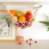Fruit Hammock; Gray Fruit Basket; 100% Cotton; Screws & S Hooks; Banana Holder; Hanging Fruit Basket for Potato Storage - Type 2