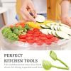 1pc Tomato Slicer Holder; Lemon Cutter; Round Fruits Vegetable Cutting Tools; Handheld Multi Purpose Tongs; Kitchen Gadget - Green