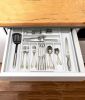 Adjustable Expandable Kitchen Utensils Drawer Organizer  For Bamboo Flatware Organizer - White