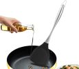 Non-Stick Silicone Spatula Turner Flexible with Stainless Steel Handle Versatile Heat Resistant Cooking Baking and Mixing Kitchen Utensil - red