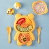 1pc Bear Shaped Dinner Plate Set; Kitchen Multi-functional Small Plaid Fruit Salad Plate - Orange