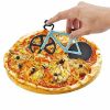 Stainless Steel Bicycle Pizza Slicer Double Cutting Wheels with Display Stand Pizza Slicer Sharp Dual - blue