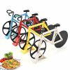 Stainless Steel Bicycle Pizza Slicer Double Cutting Wheels with Display Stand Pizza Slicer Sharp Dual - blue