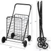 Jumbo Basket Folding Shopping Cart With Swiveling Wheels And Dual Storage Baskets - Black A - Kitchen Tools