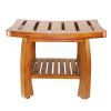 Oceanstar Solid Wood Spa Bench with Storage Shelf, Teak Color Finish - SB1521