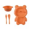 1pc Bear Shaped Dinner Plate Set; Kitchen Multi-functional Small Plaid Fruit Salad Plate - Yellow