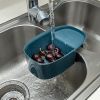 2pcs Creative Kitchen Saddle Type Drain Basket Sink Kitchen Waste Drain Hanging Basket Pool Vegetable Drain Rack Storage Rack Blue - dark blue