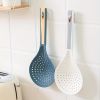 1pc New Multi-functional Large Filter Spoon Kitchen Long Handle With Clip Filter Spoon Household Dumpling Glutinous Rice Ball Colander - Blue Yellow