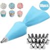 8/10/18PCS Silicone Pastry Bag Tips Kitchen Cake Icing Piping Cream Cake Decorating Tools Reusable Pastry Bags Nozzle Set - 16cpcs