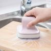 Dish Washing Sponge Wall Mount Self adhesive PP Handle Scrubber Kitchen Dishwasher Tool - pink
