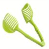 1pc Tomato Slicer Holder; Lemon Cutter; Round Fruits Vegetable Cutting Tools; Handheld Multi Purpose Tongs; Kitchen Gadget - Green