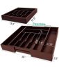 Adjustable Expandable Kitchen Utensils Drawer Organizer  For Bamboo Flatware Organizer - Brown