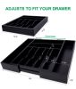 Adjustable Expandable Kitchen Utensils Drawer Organizer  For Bamboo Flatware Organizer - Black