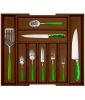 Adjustable Expandable Kitchen Utensils Drawer Organizer  For Bamboo Flatware Organizer - Brown