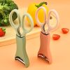 2pcs Kitchen Scissors & Vegetables Peeler; Stainless Steel Multifunctional Food Scissors - Pink