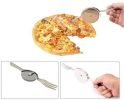 Pizza Cutter Knife with Fork Stainless Steel Portable Dual-Use for Pizza, Pies, Waffles and Dough Cookies Baking Tools - stainless steel