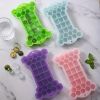 1pc Silicone Ice Tray With Lid; Large Capacity Ice Box; Bone Shaped Silicone Ice Tray; Homemade Ice Cube Mold; Kitchen Tools - Light Green