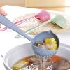 1pc 2 In 1 Filter Spoon Soup Spoon Leak Spoon Long Handle Plastic Large Spoon Hot Pot Spoon Eco-Friendly Kitchen Utensil - Pink