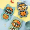 1pc Bear Shaped Dinner Plate Set; Kitchen Multi-functional Small Plaid Fruit Salad Plate - Yellow