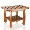 Oceanstar Solid Wood Spa Bench with Storage Shelf, Teak Color Finish - SB1521