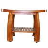 Oceanstar Solid Wood Spa Bench with Storage Shelf, Teak Color Finish - SB1521