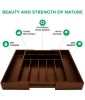 Adjustable Expandable Kitchen Utensils Drawer Organizer  For Bamboo Flatware Organizer - Brown